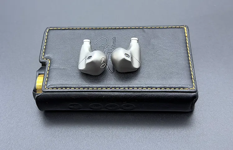 DITA Audio Mecha on top of Lotoo PAW Gold Touch back panel
